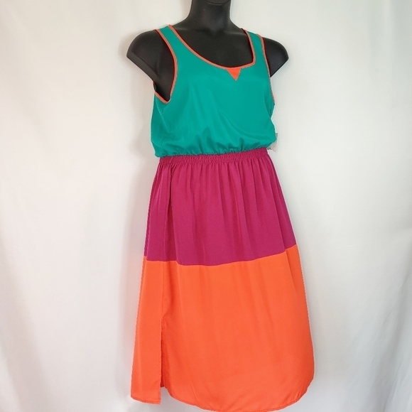 Allen B Allen Schwartz summer color block dress sleeveless NWT - Picture 3 of 10